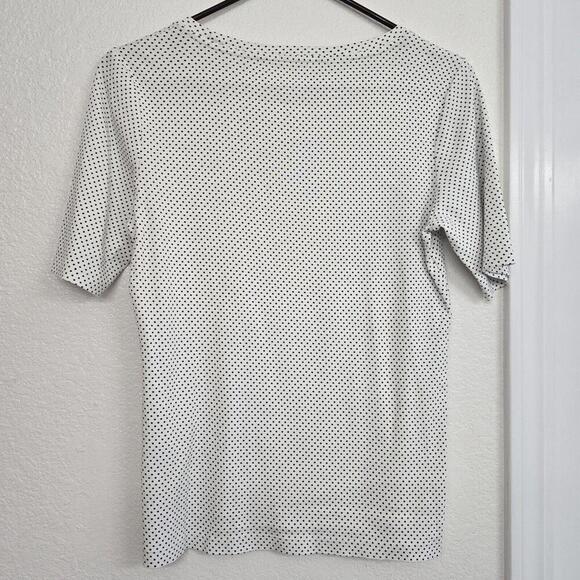Tommy Hilfiger Women's Ladies White Dark Blue Polka Dot Print Blouse Size M - Picture 2 of 9